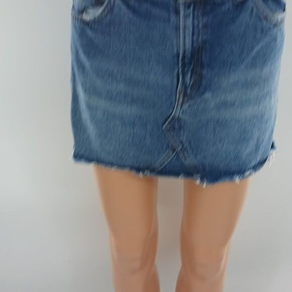 Topshop Moto Denim Skirt Blue Jean Mini Cut Off Womens Size 4 - Picture 2 of 5